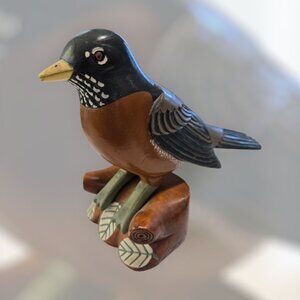 Vintage Hand-Carved Robin Figurine